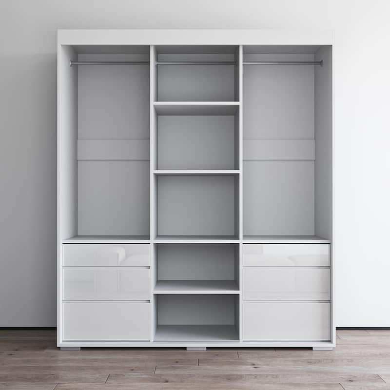 Monaco 3-door Modern 71-inch Glass Front Wardrobe