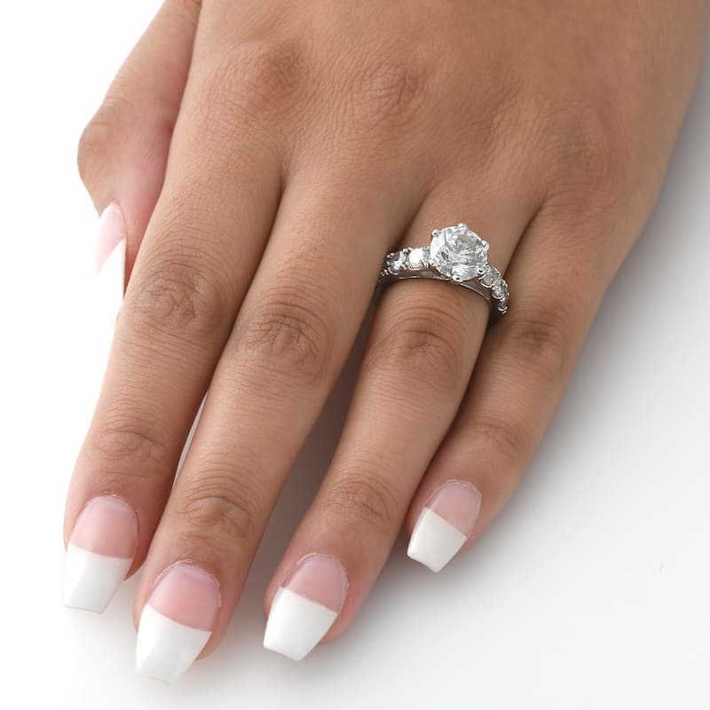 4 1/2ct Round Enhanced Diamond Engagement Ring White Gold