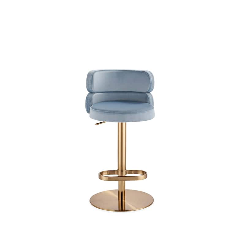 Modern Velvet Bar Stool with Height Adjustment and 360-Degree Swivel