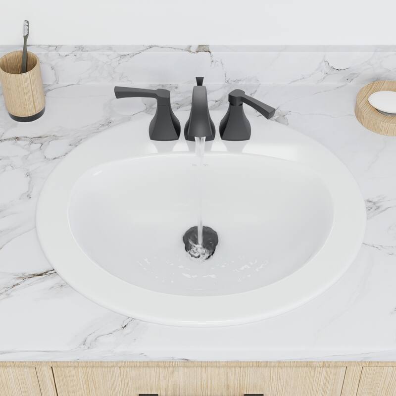 Karran Valera 21" Oval Top Mount Vitreous China Bathroom Sink in White