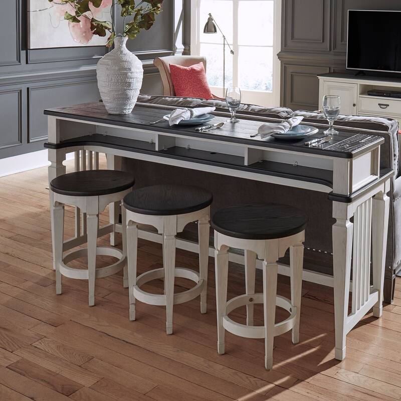 Allyson Park Wire-brushed White Charcoal Console Stool