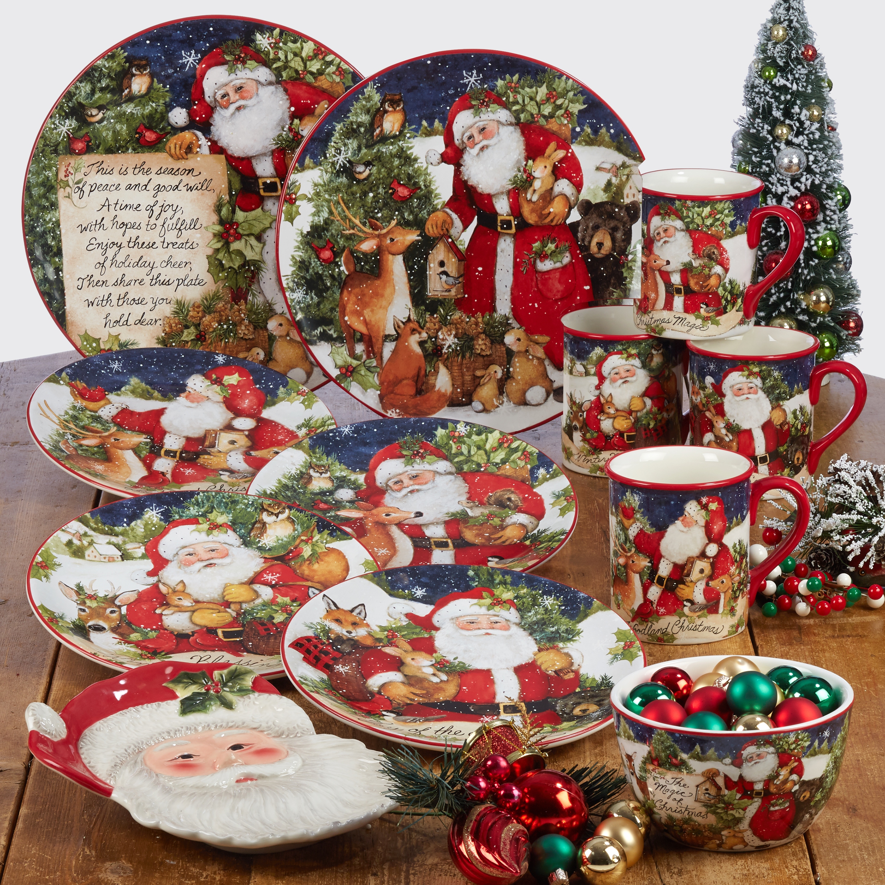 Certified International Magic Of Christmas Santa 9 inch Salad Dessert Plates Set of 4