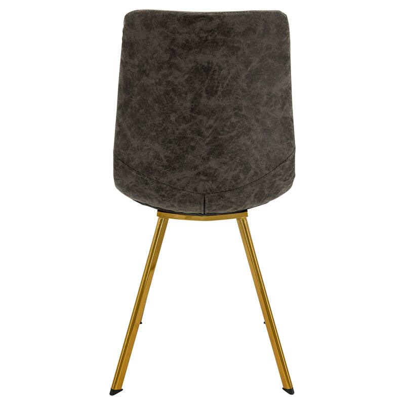Markley Leather Dining Chair Set of 2 With Gold Metal Legs Modern Accent Side Chair