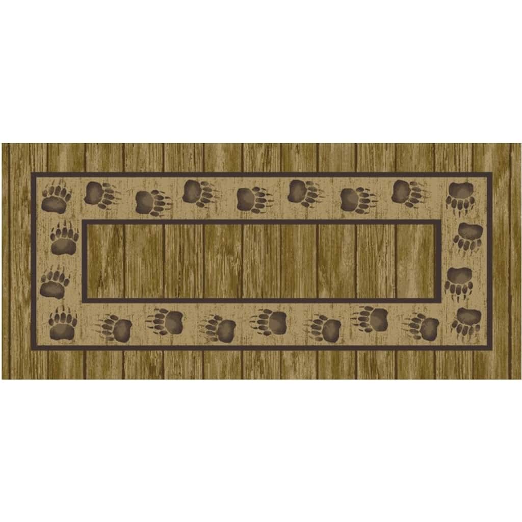 Cozy Cabin Trackside Brown Nylon Washable Accent Rug - 20"x44"