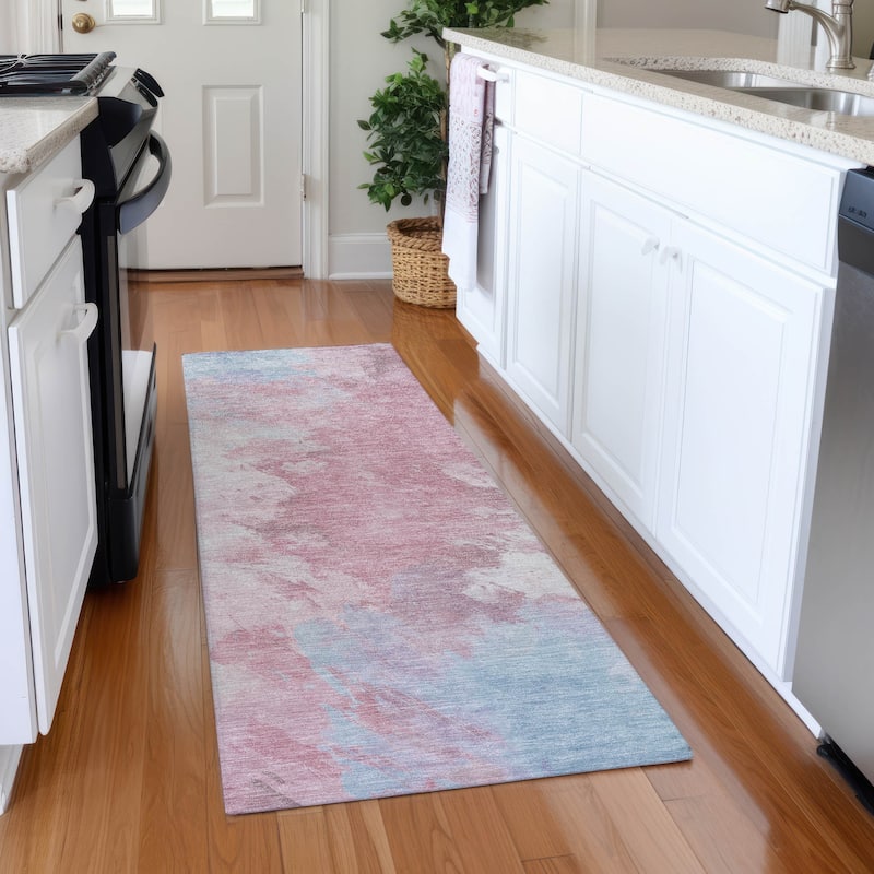 Premium Washable Super Soft Abstract Modern Mayfield Rug - Blush - 2'3" x 7'6"