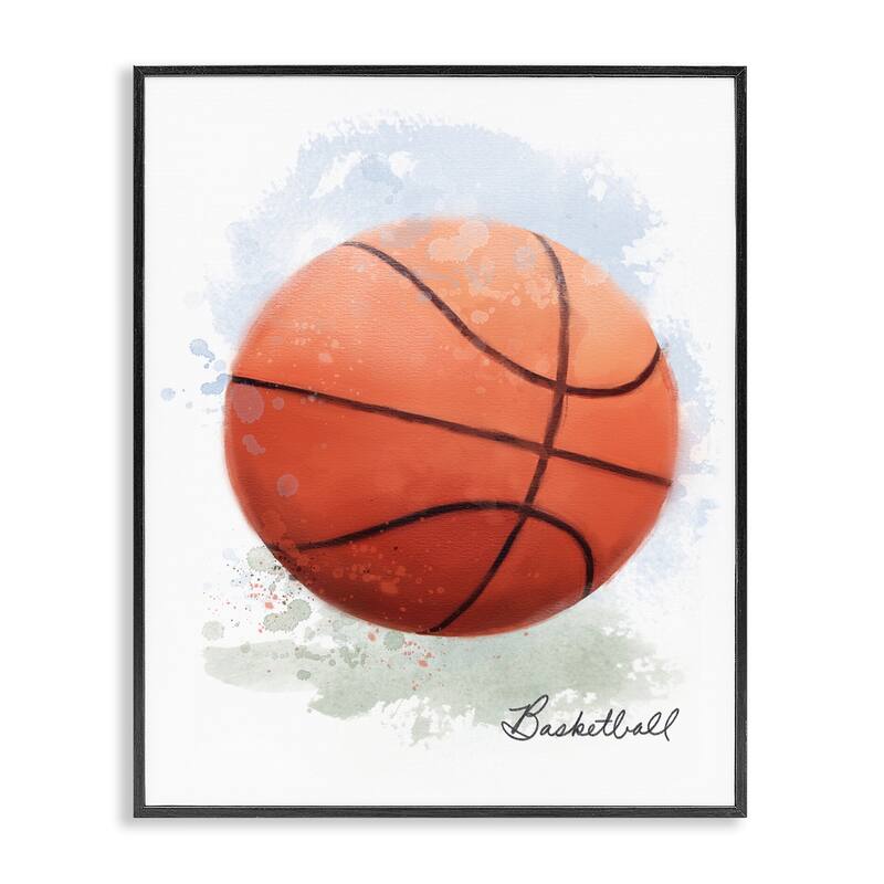 Stupell Soft Pastel Basketball Framed Giclee Art Design By Matthew Piotrowicz - 16 x 20 - Black