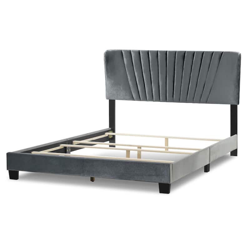 Autumn Fabric Queen Bed with Decorative Stitching