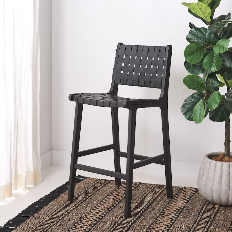 SAFAVIEH Home Adah 27-inch Leather Counter Stool - 20"Wx20"Dx41"H