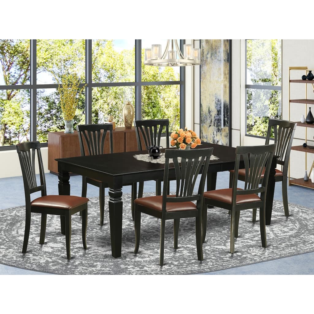Boho Kitchen Dining Set - 7 Piece Table & Chair Set - Rectangle Wood Table with Butterfly Leaf