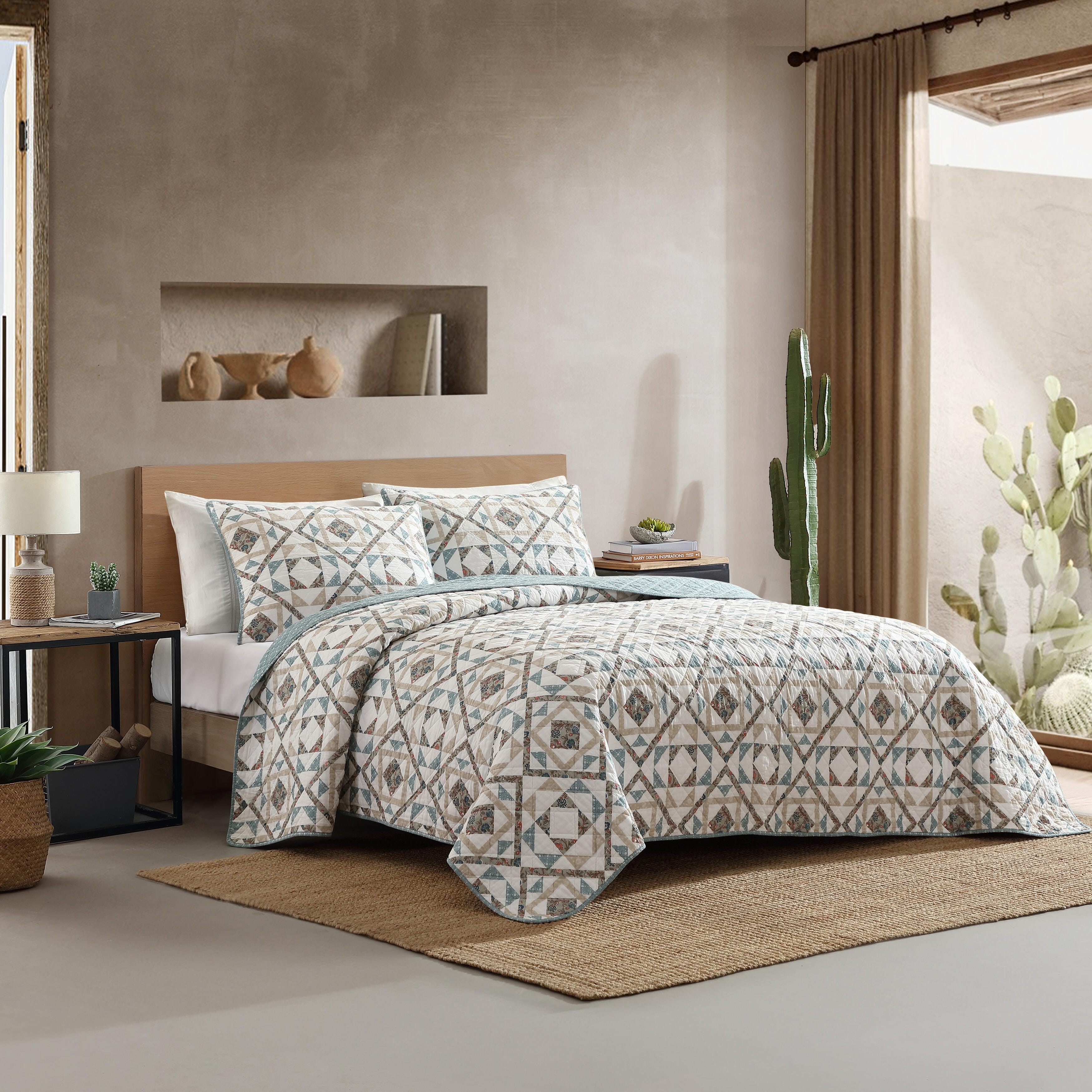 Wrangler Annie Cotton Reversible Blue Quilt Set - On Sale - Bed