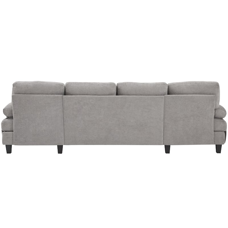 103.5" Chenille U-Shaped Sectional Sofa with Dual Chaise Lounges and Storage Pockets