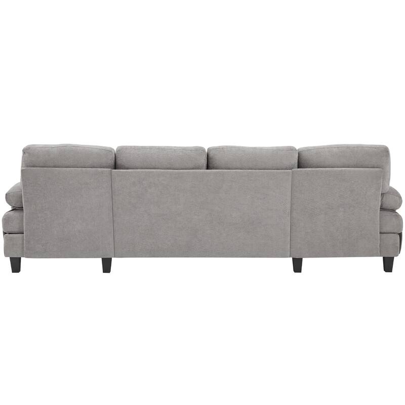 U-Shaped Modular Sectional Sofa with Dual Chaise Lounges, Chenille Fabric Cloud Couch with Storage Pockets & Armrest Pillows
