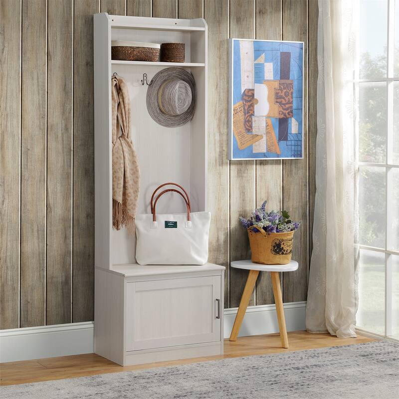 Hall Tree with Shoe Storage Bench, Coat Rack, Storage Shelves
