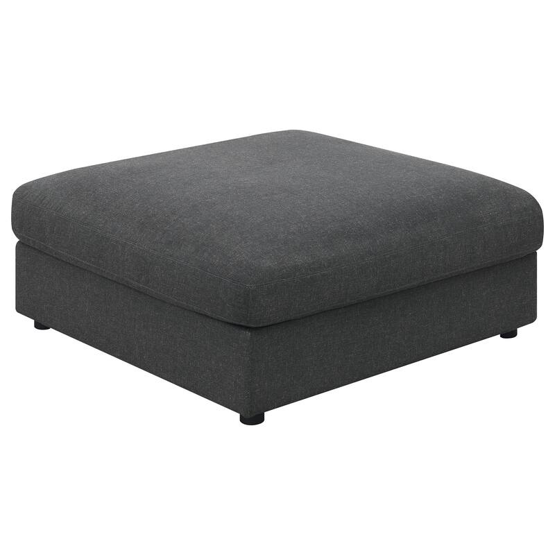 Serene Transitional Square Upholstered Ottoman - Charcoal