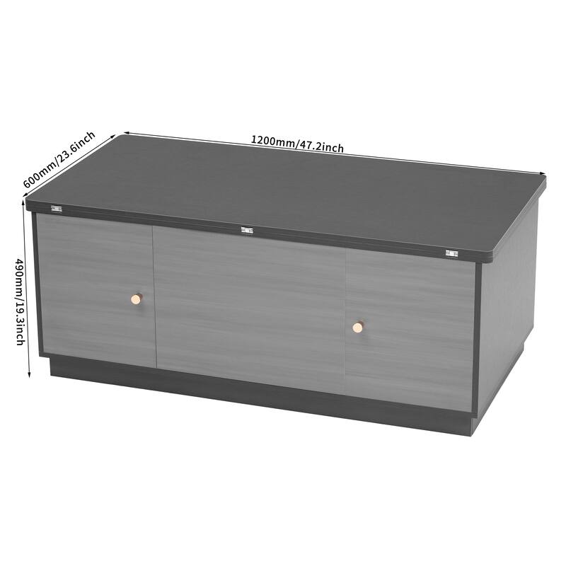Modern Lift Top Glass Coffee Table with Hidden Storage, Multifunction
