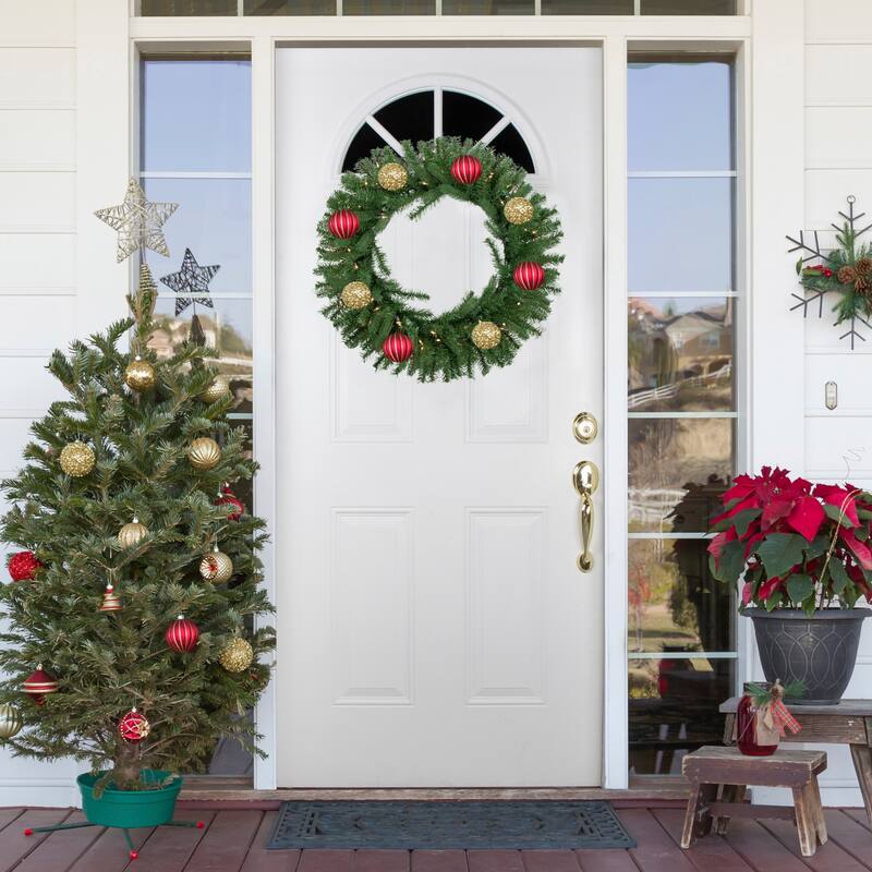 Sierra Noble Fir Artificial Christmas Wreath, 30-Inch, Clear Lights