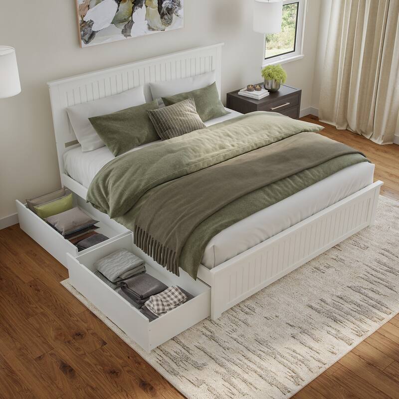AFI Nantucket Platform Bed with Matching Footboard & Storage Drawers