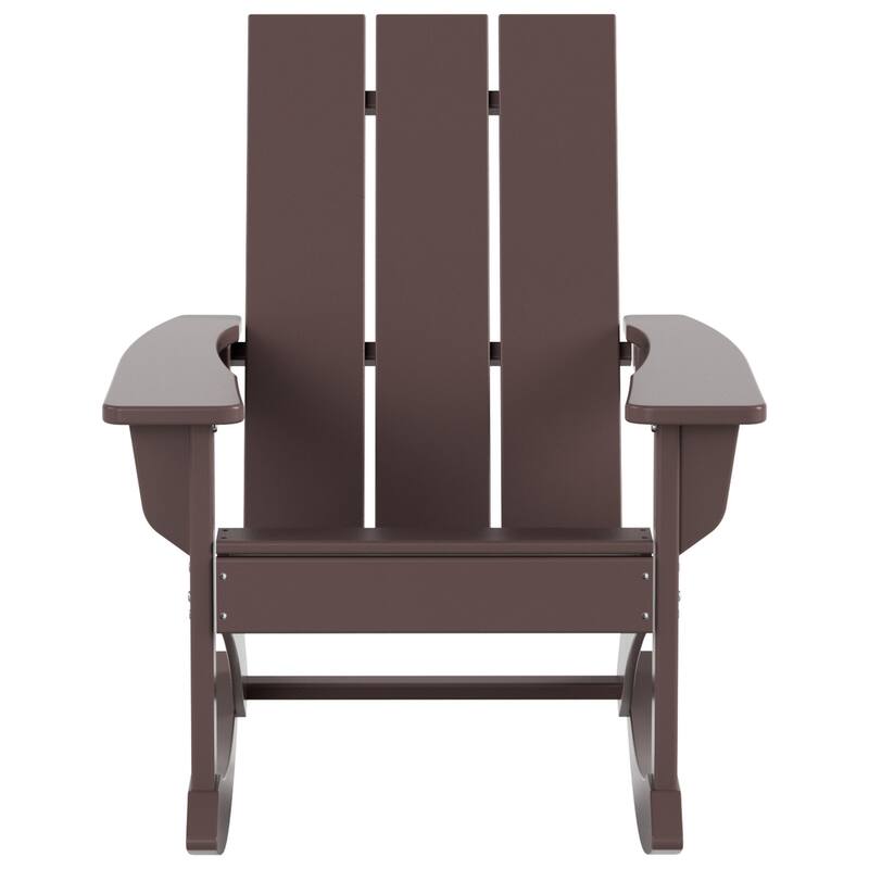 Shoreside Modern Eco-Friendly All Weather Poly Adirondack Rocking Chair with Side Table (2-Piece Set)