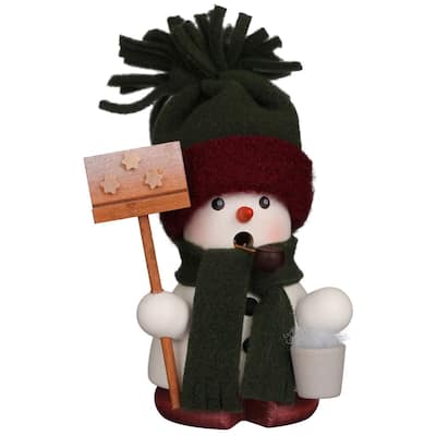 4.5" White, Green, and Red Maroon Christmas "Snowman With Green Scarf" Incense Burner