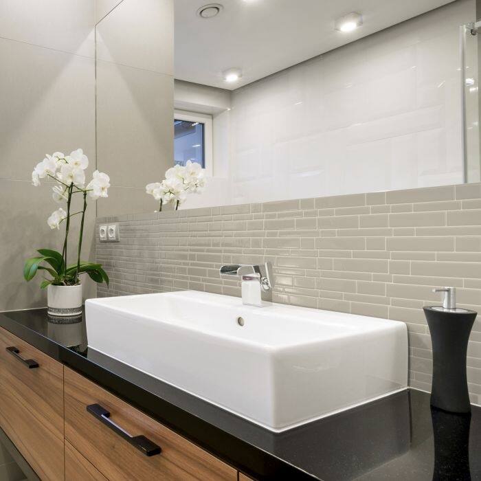 Smart Tiles Self Adhesive Wall Tiles - Milano Taupe - 4 Sheets of 11.55'' x 9.63'' Kitchen and Bathroom Stick on Tiles