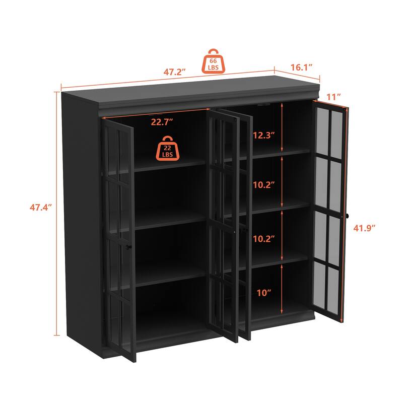 Sophisticated Storage Ensemble: Buffet Sideboard Bookshelf Cabinet