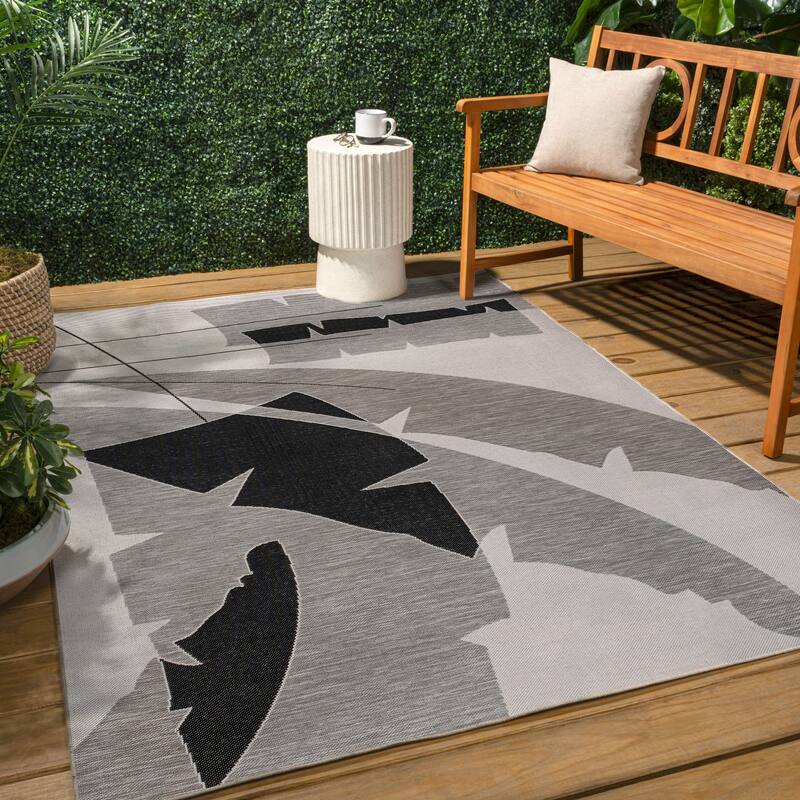 JONATHAN Y Shelby Coastal Vintage Abstract Palm Leaf Indoor/Outdoor Area Rug