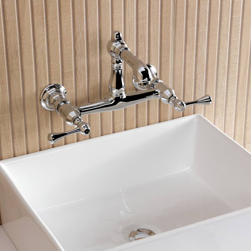 Kingston Brass English Country Two-Handle 2-Hole Wall Mount Bathroom Faucet