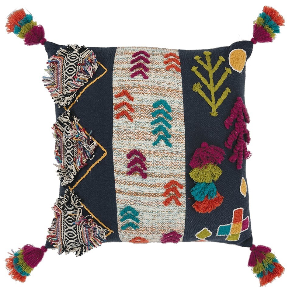 Navy embroidered pillow online