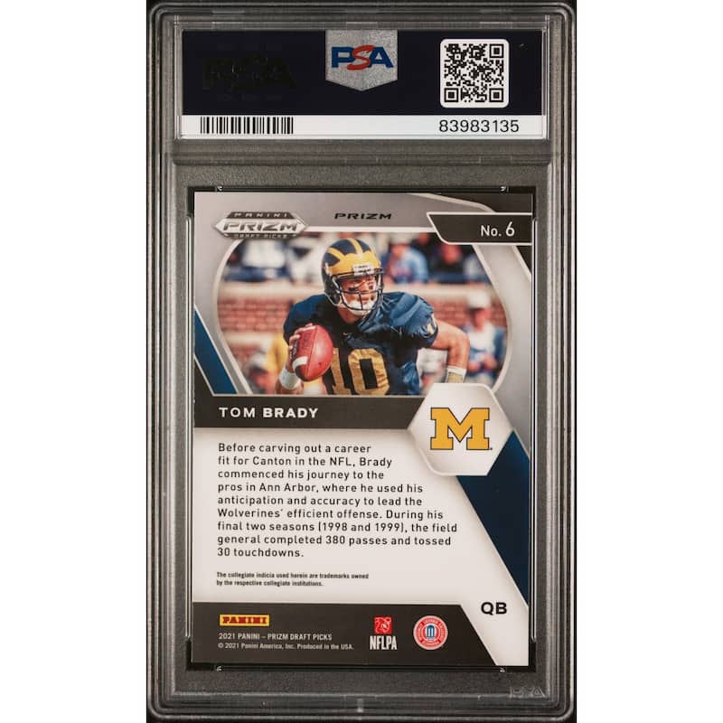 Tom Brady 2021 Panini Prizm Draft Picks Silver Football Card #6 Graded PSA 10 - 8'6" x 11'6"