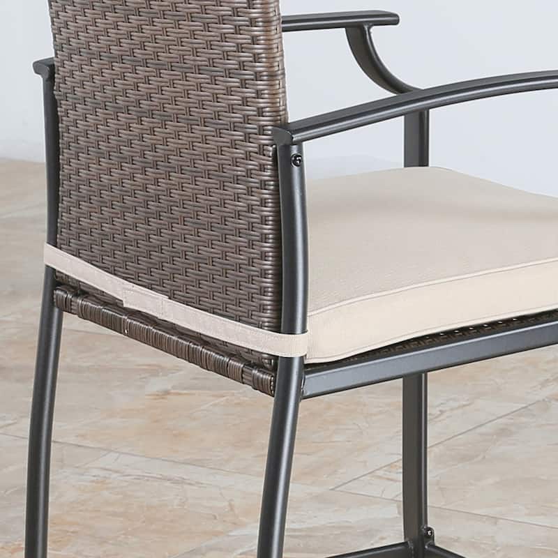 Outdoor Wicker Bar Stools Set of 4 Patio Height Bar Chairs
