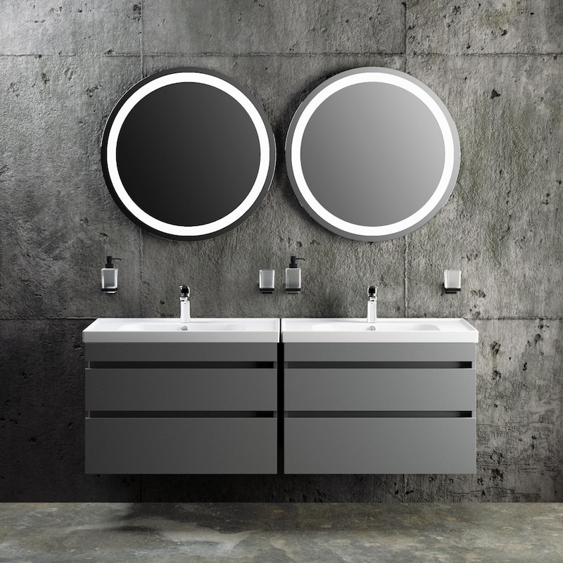 Modern Wall-Mounted Bathroom Vanity with Washbasin Niagara Gray Matte Non-Toxic MDF-24"-Simple 40"