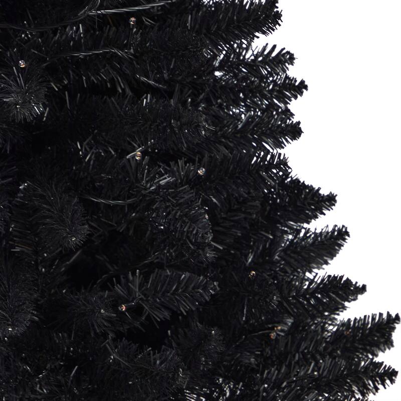 4 Ft Black Artificial Christmas Tree with Orange Lights - City Chic Holiday Decor for Parties - 48