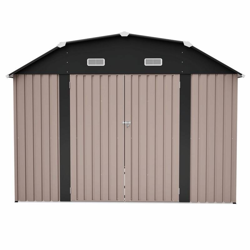 10' x 12' Outdoor Storage Shed, Heavy-Duty Rust-Resistant Steel Tool Shed with Floor Frame Kit