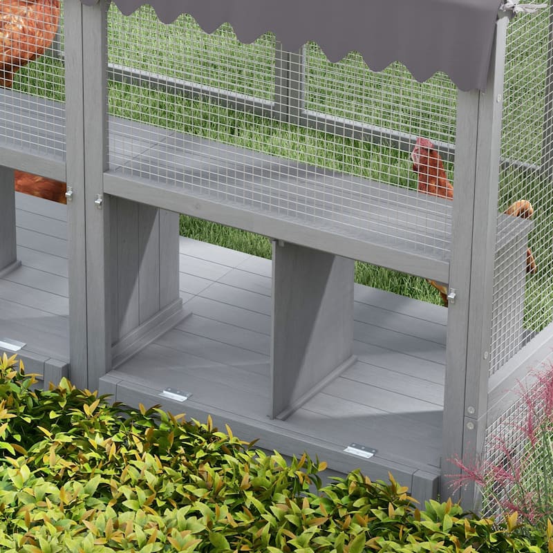Gray Large Chicken Coop for 8-12 Chickens - Water-Resistant, Anti-UV Cover & Nesting Box