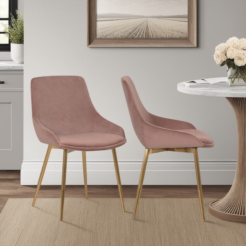 Modern Velvet Upholstered Dining Chair Accent Chair with Metal Legs