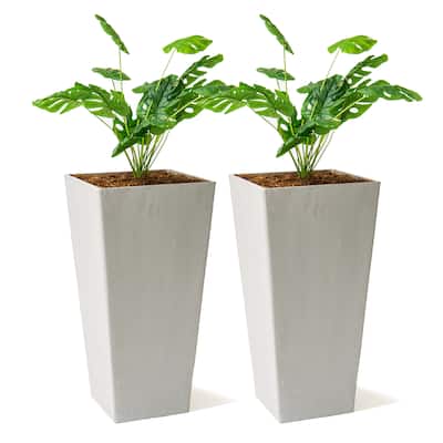 XBrand Modern Square Tapered Planter – 28" or 30" Tall, Indoor & Outdoor Use