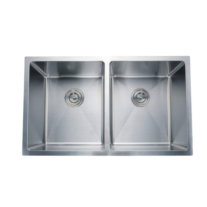 CB HOME 32" x 19'' Undermount Double Bowl Kitchen Sink, Drop-in & Top mount 50/50 Stainless Steel Kitchen Sink - 32''x19''x10'' - 32''x19''x10'' - stainless steel