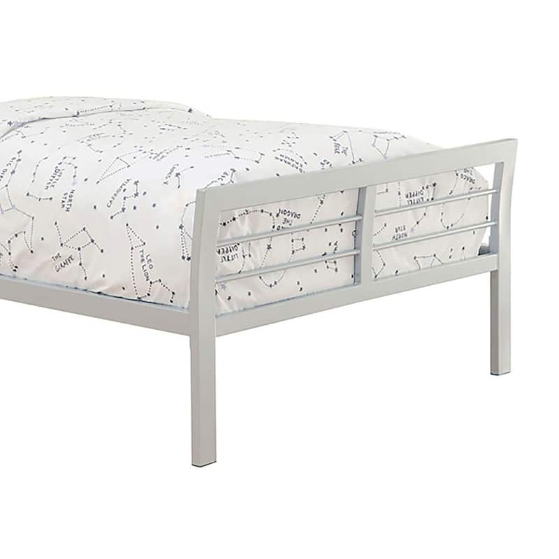 Full Size Metal Platform Bed with High Headboard and Low Footboard