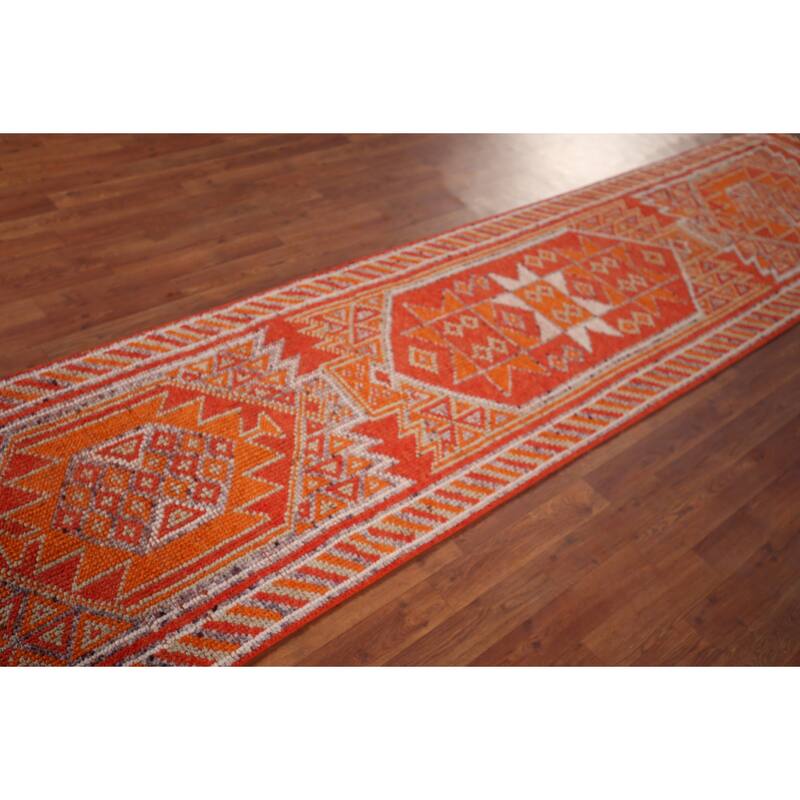 Oushak Turkish Vintage Runner Rug Hand-Knotted Entryway Wool Carpet - 2'9"x 11'7"