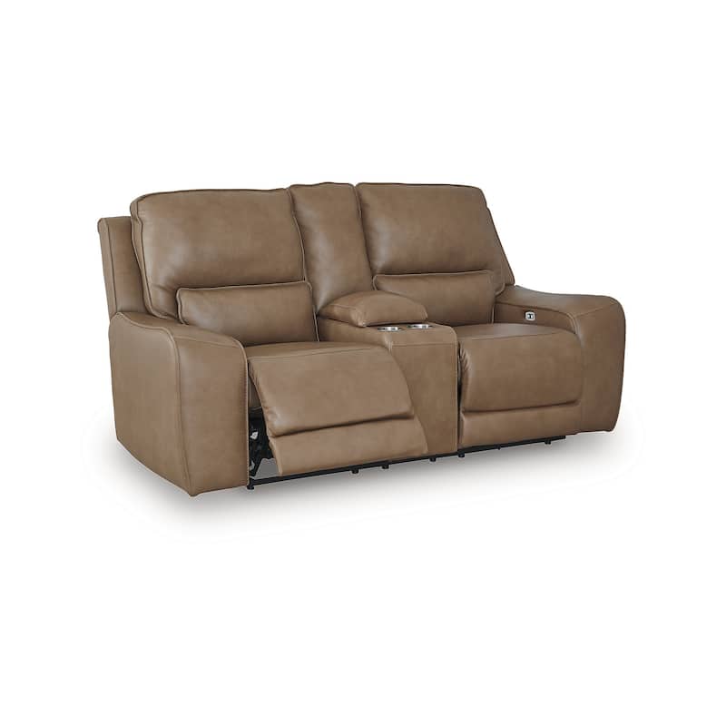Signature Design by Ashley Spear Hill Brown Power Reclining Loveseat with Console - 81" W x 43" D x 42" H