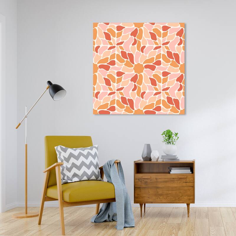 Wynwood Studio Canvas Abstract Floral Mural Pattern Orange and Dark Orange Modern & Contemporary Wall Art Canvas Print
