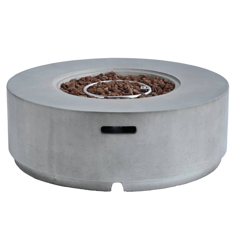 38.2" Round Outdoor Propane Fire Pit, Outside Fire Pit Table with 50000 BTU, Steel Burner, Lava Rocks, Waterproof Cover