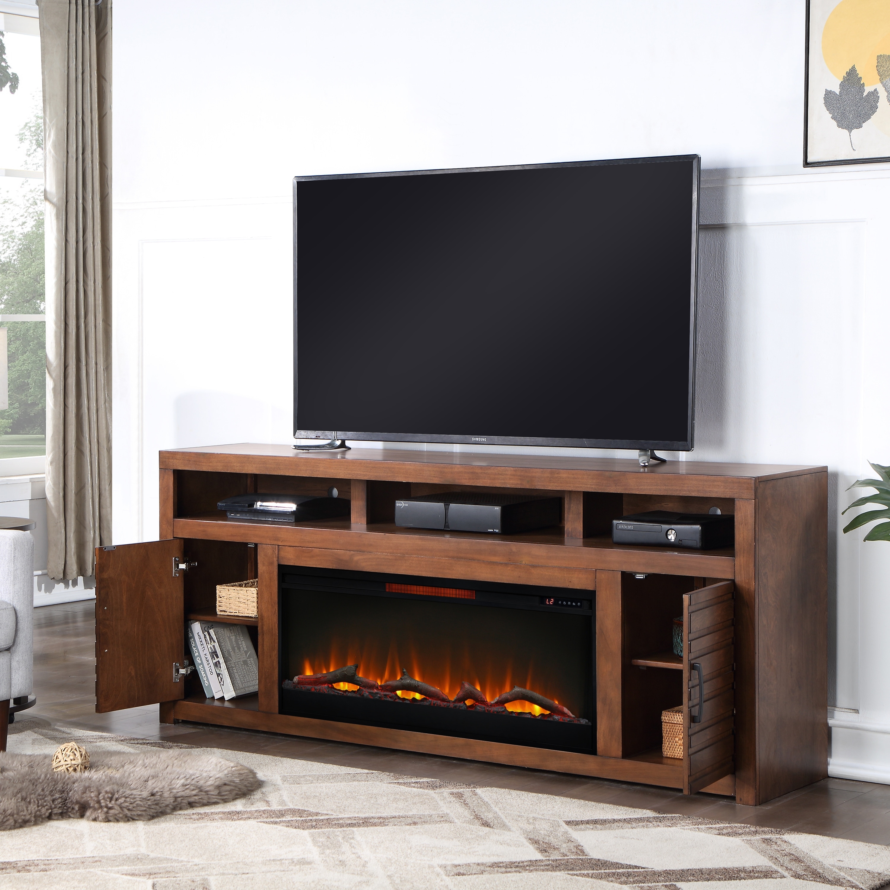 78 inch tv stand cheap with fireplace