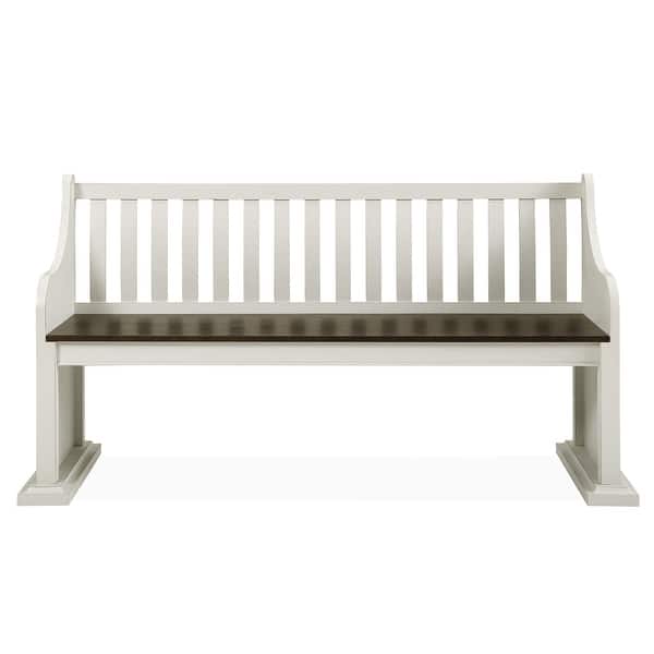 Farmhouse Pew Style Dining Bench Ivory Mission Craftsman Traditional Wood Antique