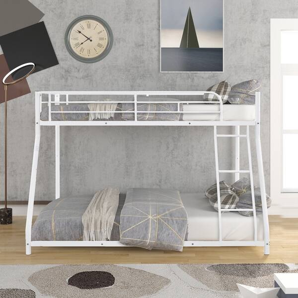 slide 2 of 18, Sturdy Metal Bunk Bed, Twin Over Full Size, Anti-Noise Design, Safety Features