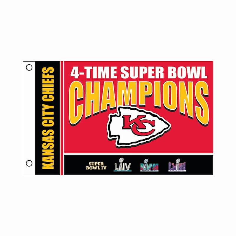 Kansas City Chiefs Single Sided Flag w/ 2 Grommets, 3'x5'