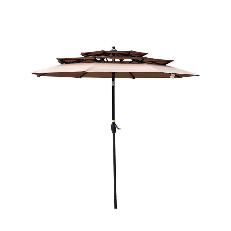 3-Tier Outdoor Patio Umbrella with Crank and Tilt, Wind Vents for Garden, Deck, Pool Shade