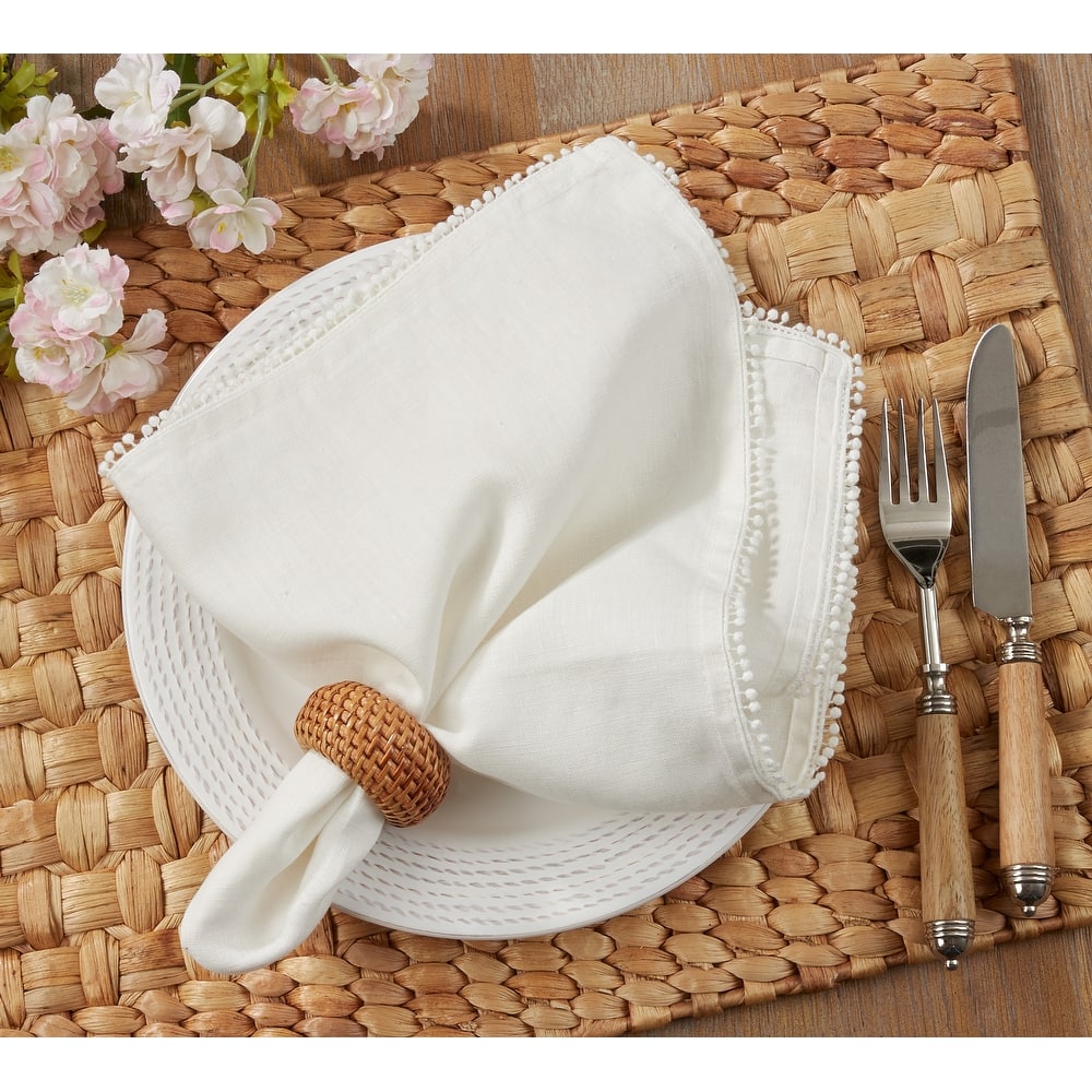 Table Napkins With Pom Pom Design (Set of 4) - 20"x20"