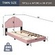preview thumbnail 7 of 13, Twin Platform Bed Frame for Kids, Velvet Shell Headboard, No Box Spring Needed, Pink
