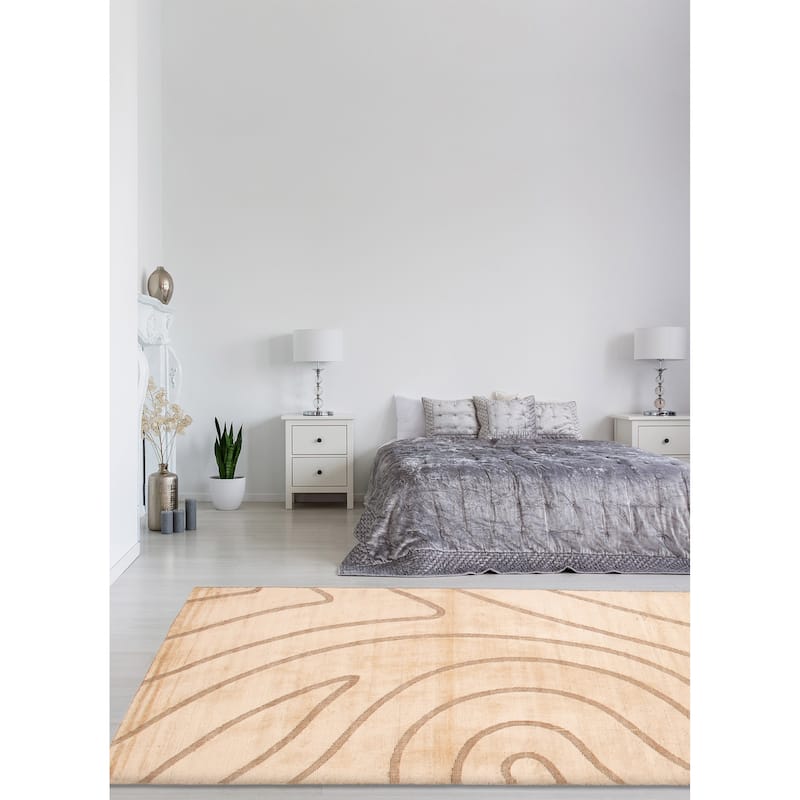 ECARPETGALLERY Hand-knotted Tangier Ivory Viscose, Wool Rug - 5'0 x 7'11